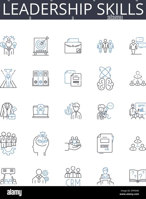 Leadership Skills Line Icons Collection Branding Reputation