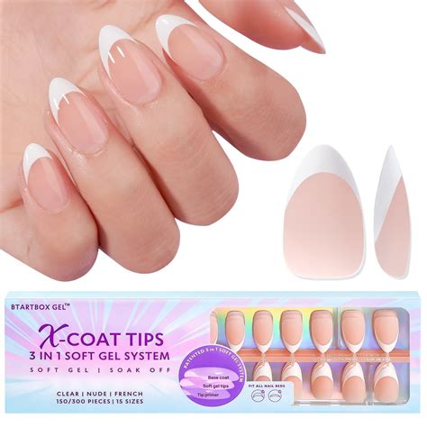 BTArtbox 160pcs Short Nude French Tip Press On Nails Soft Gel Almond