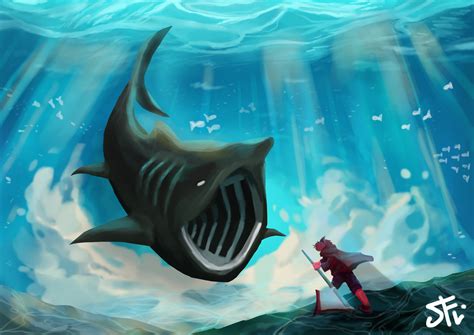 Basking Shark shaflyin - Illustrations ART street