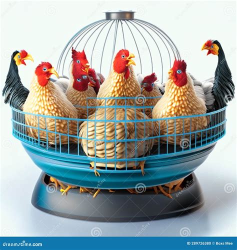 Chickens In A Basket On A White Background Chicken In A Cage Stock Illustration Illustration