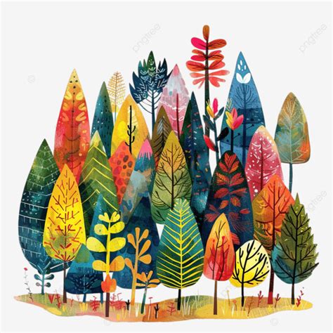 Vibrant Stylized Forest, Forest, Trees, Foliage PNG Transparent Image ...