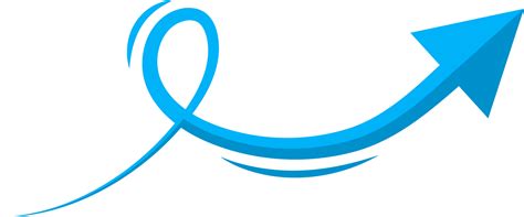 Hand Drawn Blue Curved Arrow Shape In Doodle Style Png