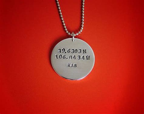 Personalized Coordinate Necklace Hand Stamped Coordinate Jewelry