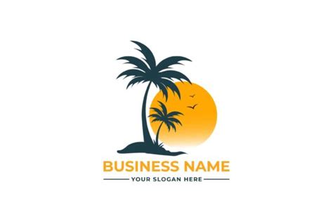 Palm Tree Logo Sea Beach Logo Design Graphic By Emonsheik