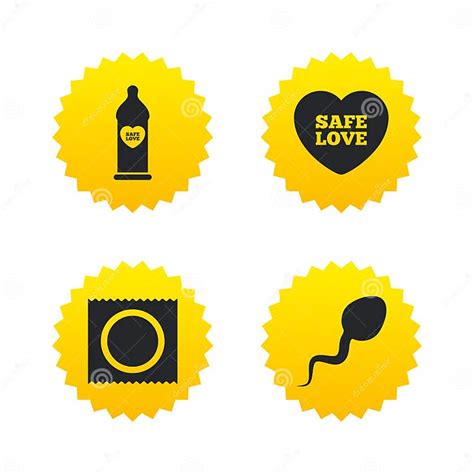 Safe Sex Love Icons Condom In Package Symbols Stock Vector Illustration Of Fertilization