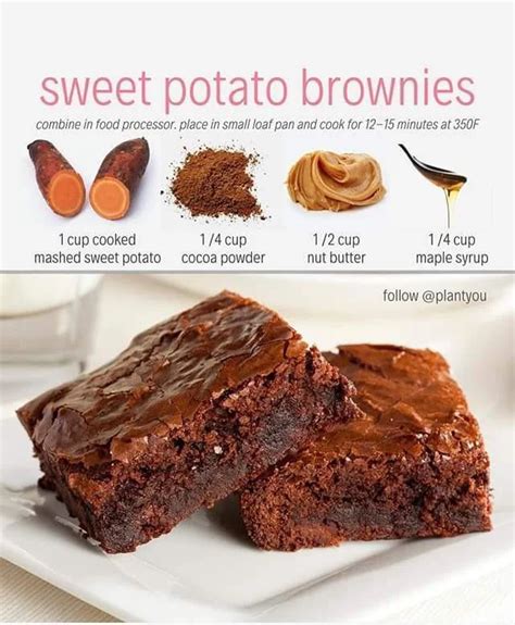 Chocolate Brownies On A White Plate With The Words Sweet Potato