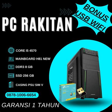 Jual PC Komputer Rakitan Core I5 4570 Ram 8GB SSD 256GB Casing Sim V Di