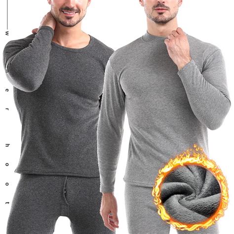 Winter Men Thermal Underwear Sets Warm Thick Fleece Long Johns Tops Keep Warm Tops Pants Bottom