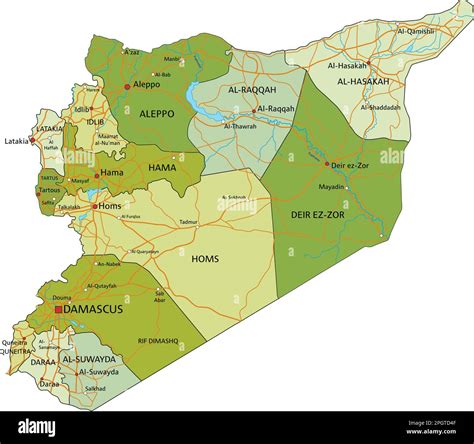 Highly Detailed Editable Political Map With Separated Layers Syria