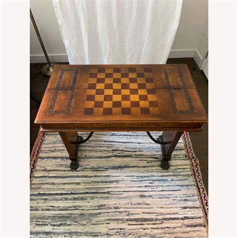 Antique Wood Chess Table Aptdeco