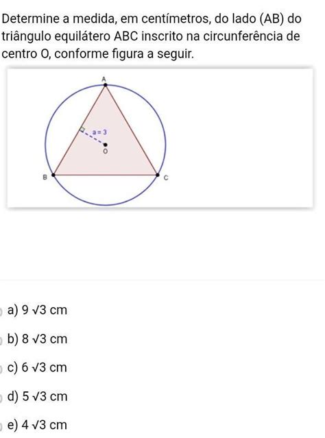 Area Do Triangulo Equilatero Inscrito Na Circunferencia