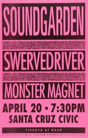 Soundgarden Vintage Concert Poster From Santa Cruz Civic Auditorium