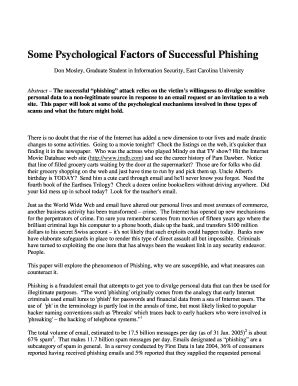 Fillable Online Some Psychological Factors Of Successful Phishing Fax