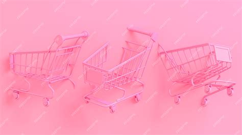 Premium Photo Shopping Cart On Pink Background 3d Rendering Illustration