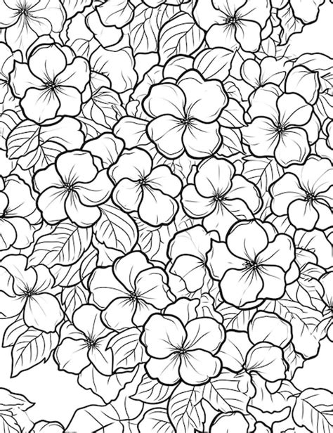 Un Dibujo En Blanco Y Negro De Flores Con Hojas Generativas Ai Foto