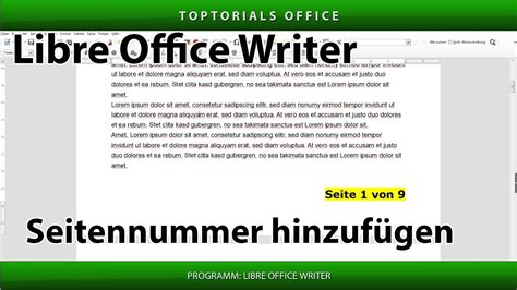 Seitennummern hinzufügen ganz einfach Libre Office Writer YouTube