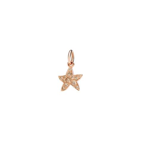 DoDo Stellina Charm Prezioso Oro Rosa 9 Kt E Diamanti Brown