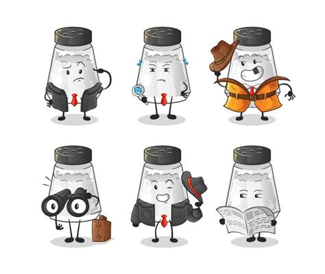 Premium Vector Salt Shaker Detective Group Character Cartoon Mascot