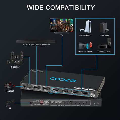 Ezcoo K Hz Earc Hdmi Switch Switch X Earc Audio Extractor Vrr