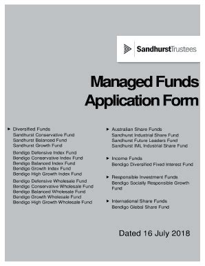 Fillable Online Managed Funds Application Form Sandhurst Trustees Fax