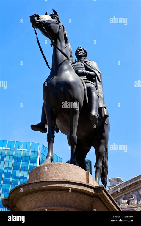 The Duke Of Wellington Statue Situated Outside The Bank Of England In