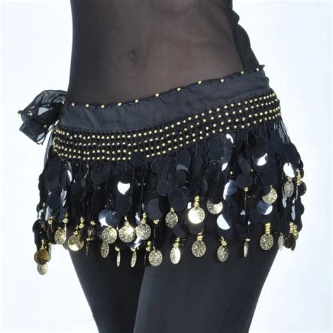 New Style Colorful Sequin Belly Dance Hips Scarf Chiffon Skirt Wrap