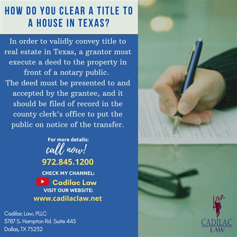 How Do You Clear A Title To A House In Texas In Order To Validly