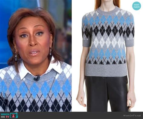 Wornontv Robins Grey Argyle Short Sleeve Sweater On Good Morning America Robin Roberts