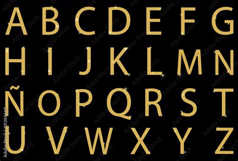 Abecedario Con Letras Doradas Stock Vector Adobe Stock