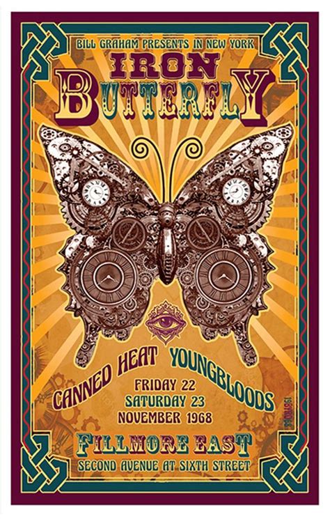 Iron Butterfly At The Fillmore East 1968 Etsy Rock Poster Art Fillmore East Vintage