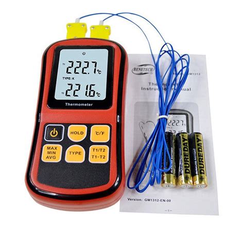 Digital Thermometer Dual Channel Input Thermocouple K J T E R S N C F