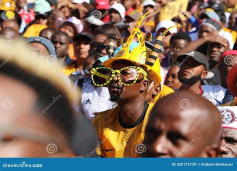 Chiefs Soccer Fan Wearing A Makarapa Hat At The Soweto Derby Editorial ...