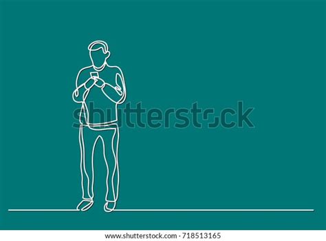 Continuous Line Drawing Man Using His Stock Vector Royalty Free 718513165 Shutterstock