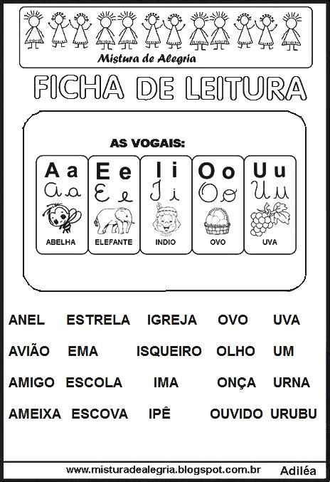 FICHAS DE LEITURA ENSINO FUNDAMENTAL Mistura De Alegria