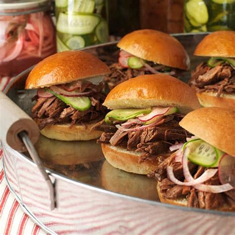 Slow Braised Brisket Sliders With Quick Pickles Beef Recipes Lgcm