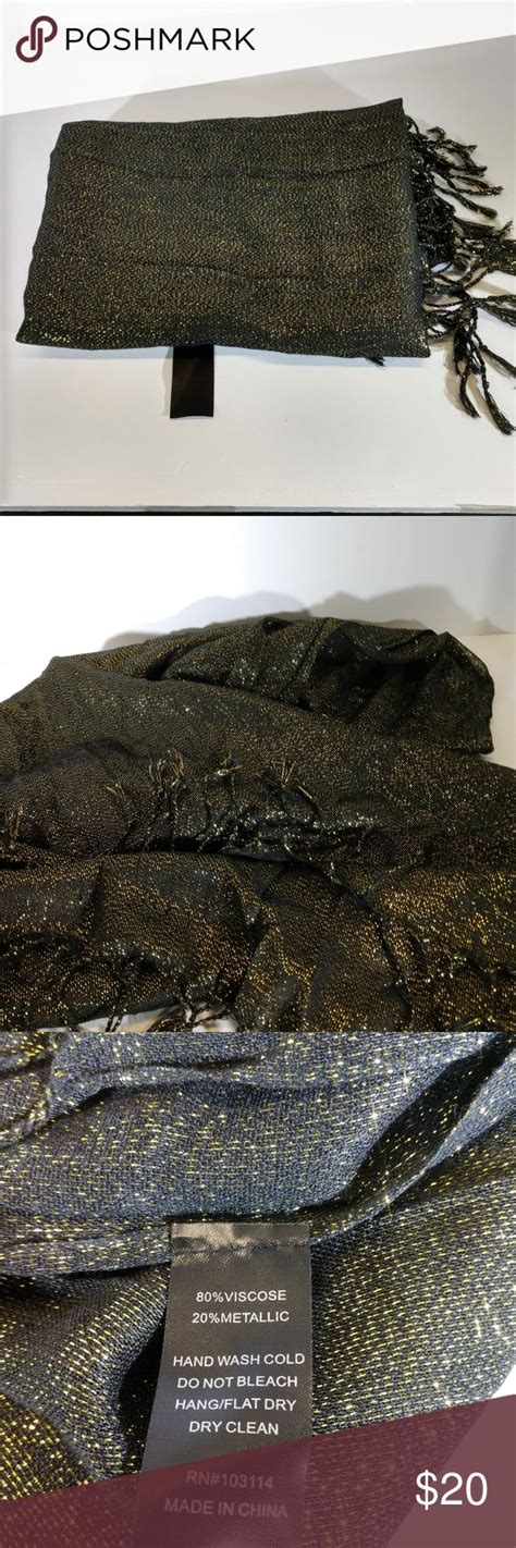 Black And Gold Sparkly Scarf 25 X 72 Formal Dress Accessory