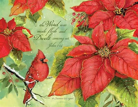 Lang Christmas Cards - Poinsettia Grace - 18 per Box