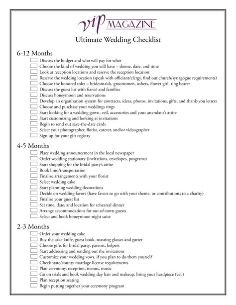 Wedding Planning Checklist Romantic Decoration