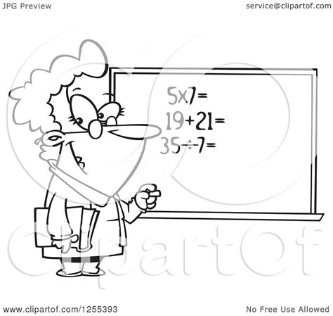 Clipart Of A Black And White Female Math Teacher At A Chalk Board Royalty Free Vector