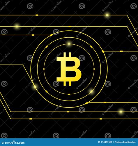 Moneda Digital Del Bitcoin De Oro En El Fondo Negro Futurista