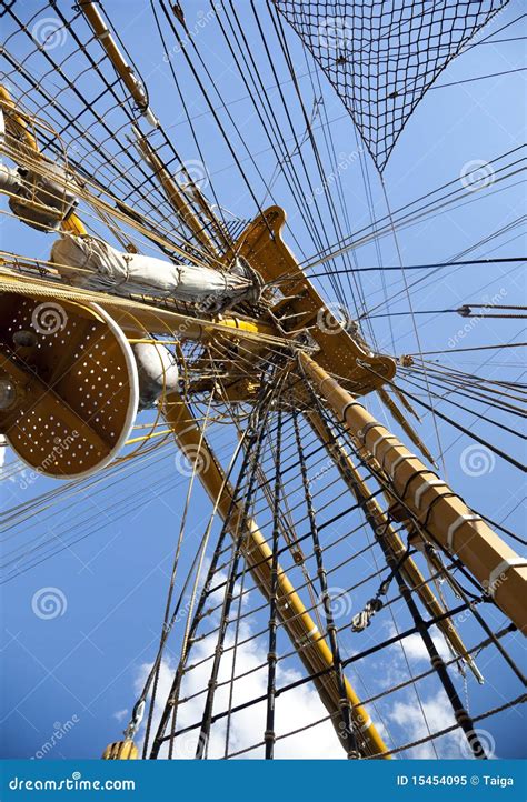 Old Boat Rigging With Ropes Royalty Free Stock Photography