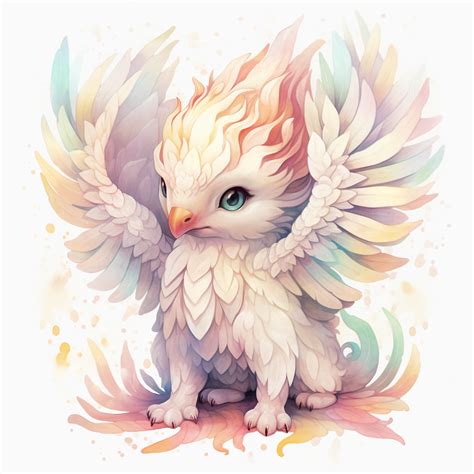 Cute Griffin Clipart Intense White And Deep Pastel Colors Dnd