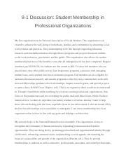 8 1 Discussion Student Membership In Professional Organizations Docx