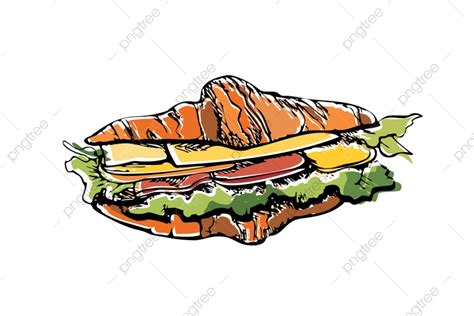 Croissant Sandwich Vector Design Images Croissant Sandwich Coloured