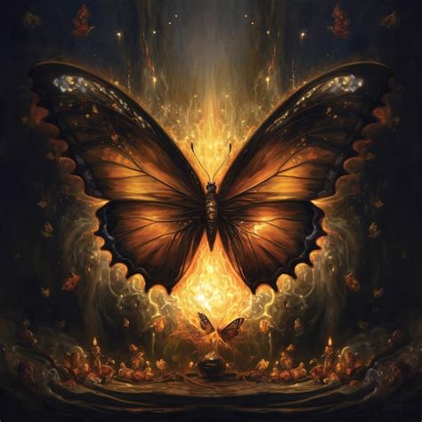 Premium Photo Painting Of A Butterfly With A Fire In The Middle Of It