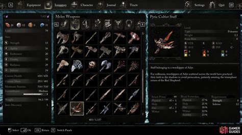 Pyric Cultist Staff Lords Of The Fallen 2023 Database Gamer Guides