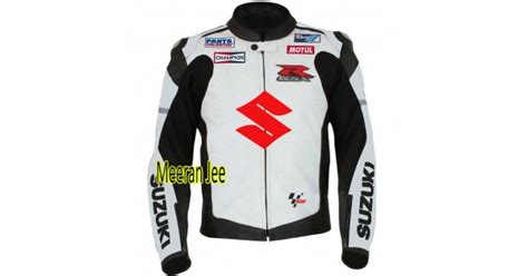 Suzuki Gsxr White Black Motorcycle Racing Leather Biker Jacket Ce Armor