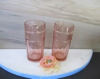 Pink Ribbed Glass Etsy