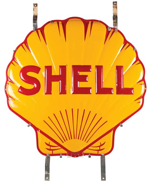 Outstanding Shell Gasoline Embossed Porcelain Service Station Sign