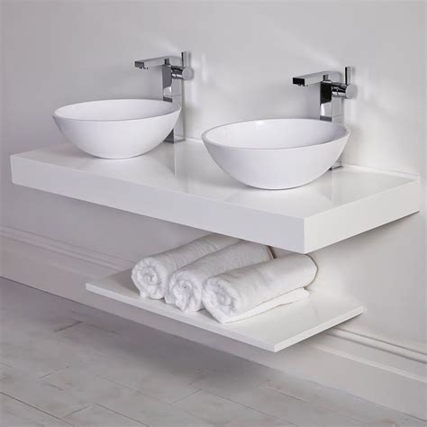 Stone Resin Wall Hung Countertop Basin Shelf Mm Wide Matte